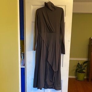 Modesees High-Neck Long Sleeve Draped Maxi Dress